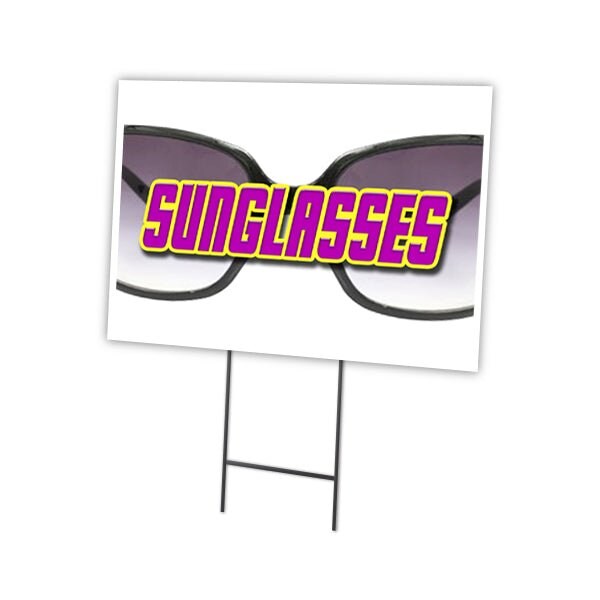 Sunglasses Yard Sign & Stake outdoor plastic coroplast window, C-1824 Sunglasses